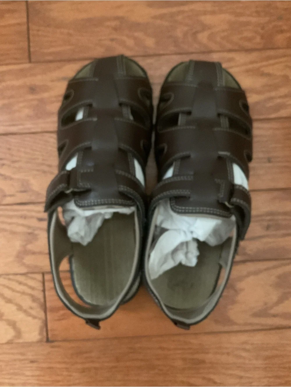 Men's Brown Wonder Nation Sandals with White Stitching